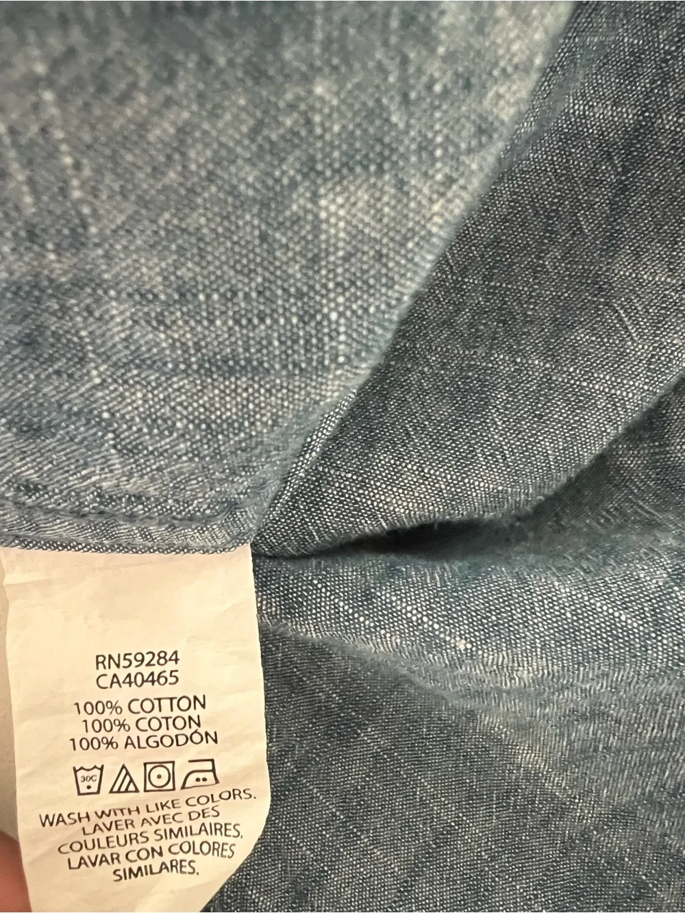 The Children’s Place Kids 10/12 Blue Chambray 100% Cotton Button Up Shirt